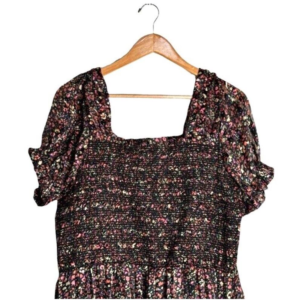 Dex Square Neck Dress Floral Midi Size XL Smocked Ruffled Party Dance NWT - Picture 3 of 11